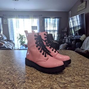 Pink combat boots